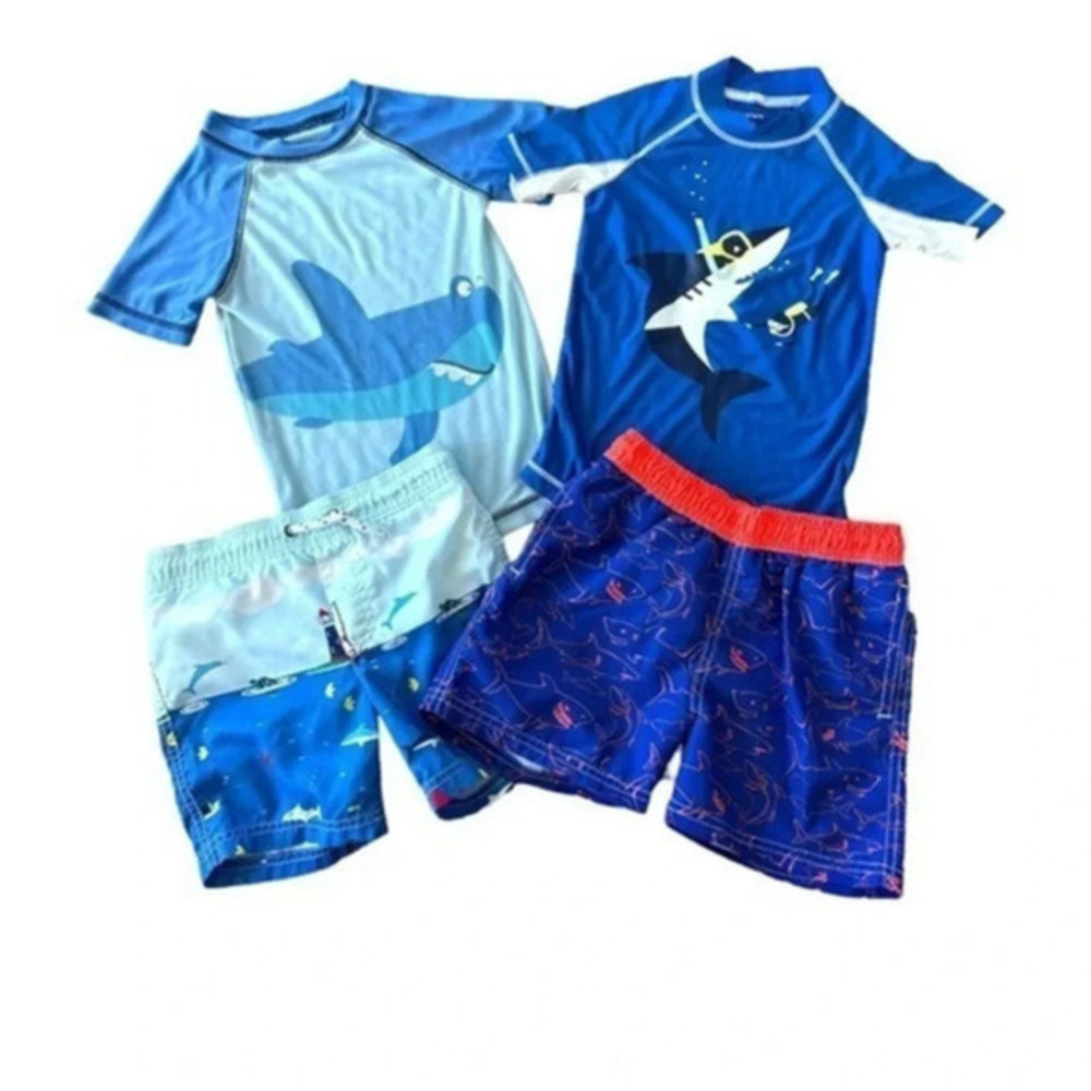 Carter’s 2 sets of swimsuits shake themed size 3yo blue orange preloved